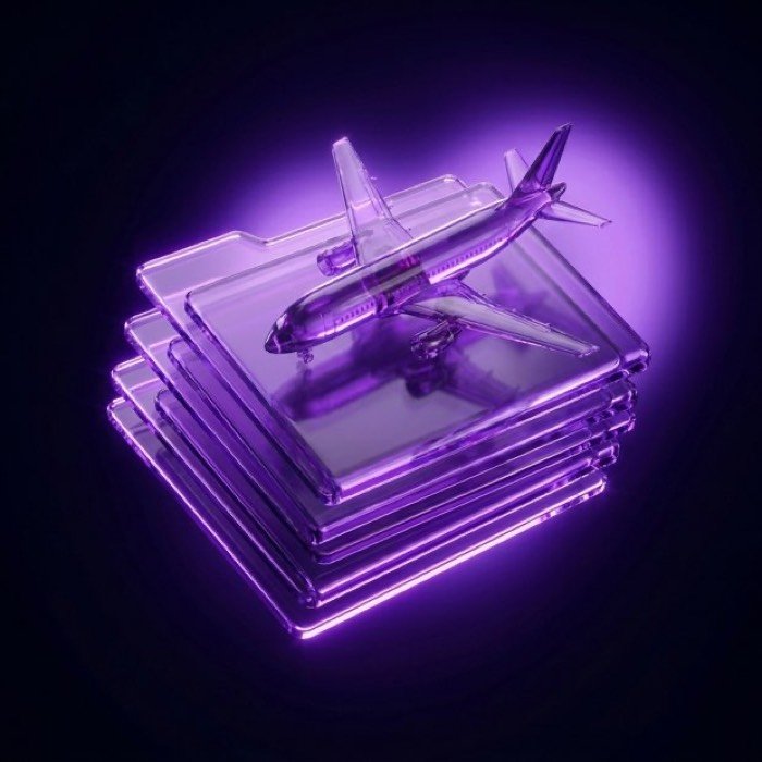 Glass folder stack with an aircraft resting on top