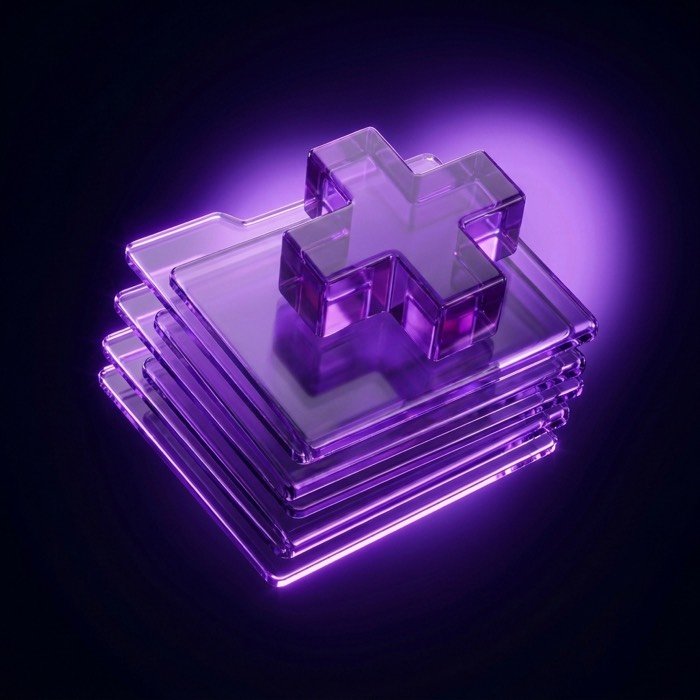Glass folder stack with a medical cross resting on top
